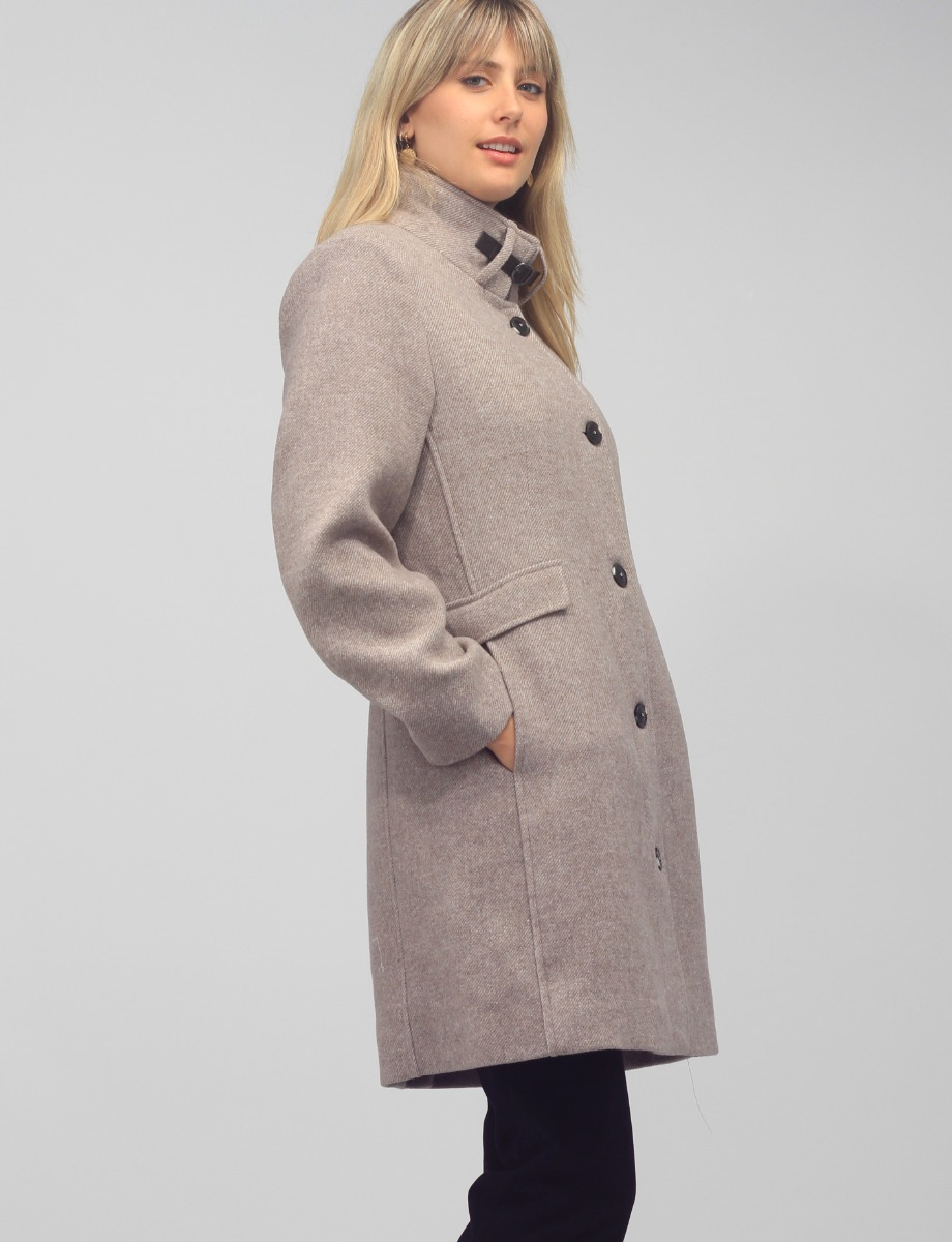 Single Breasted Straight Cut Wool Blend Coat by Normann