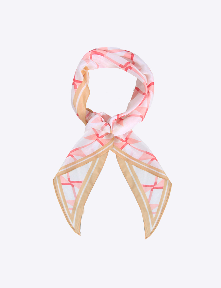 Beige Lightweight Printed Triangle Scarf By Saki