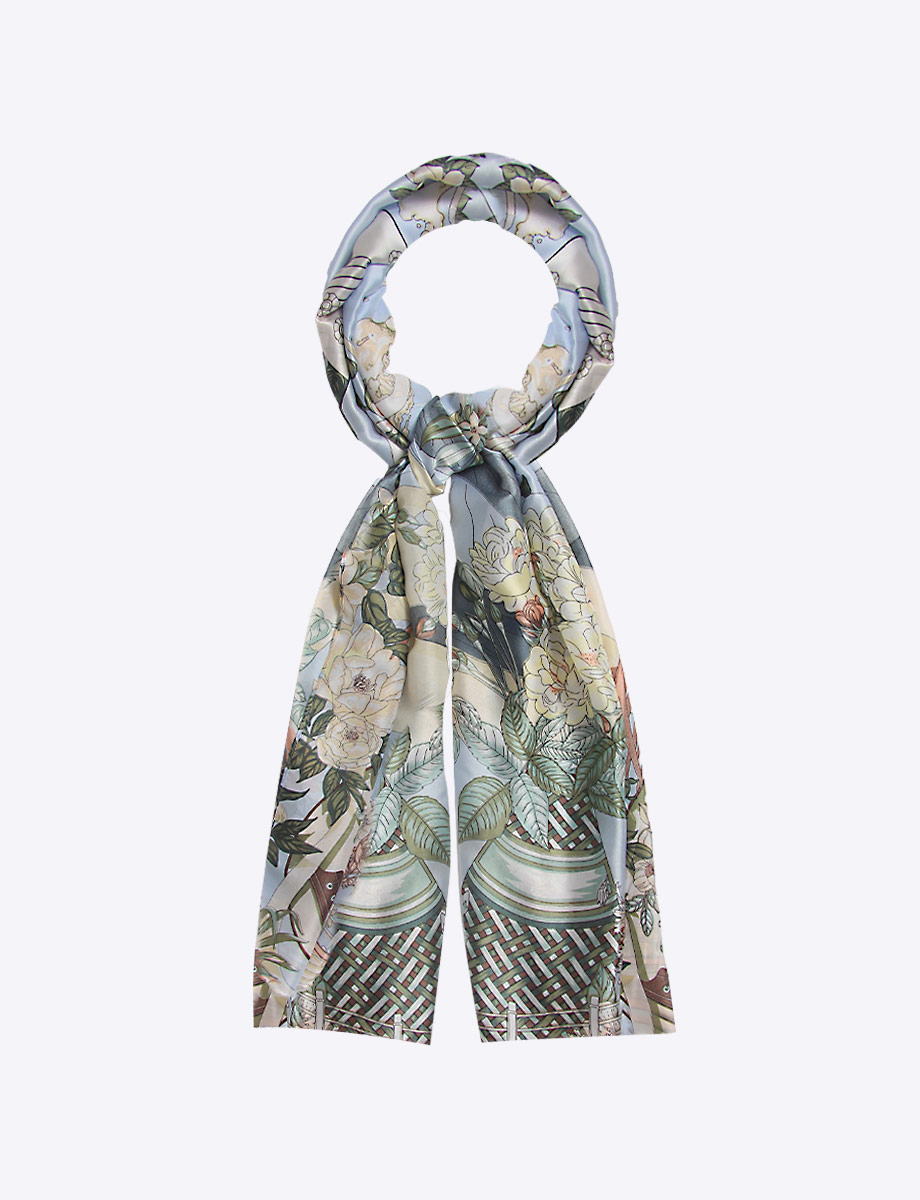 Luxurious Oversized Soft Floral Instrument Print Scarf By Saki