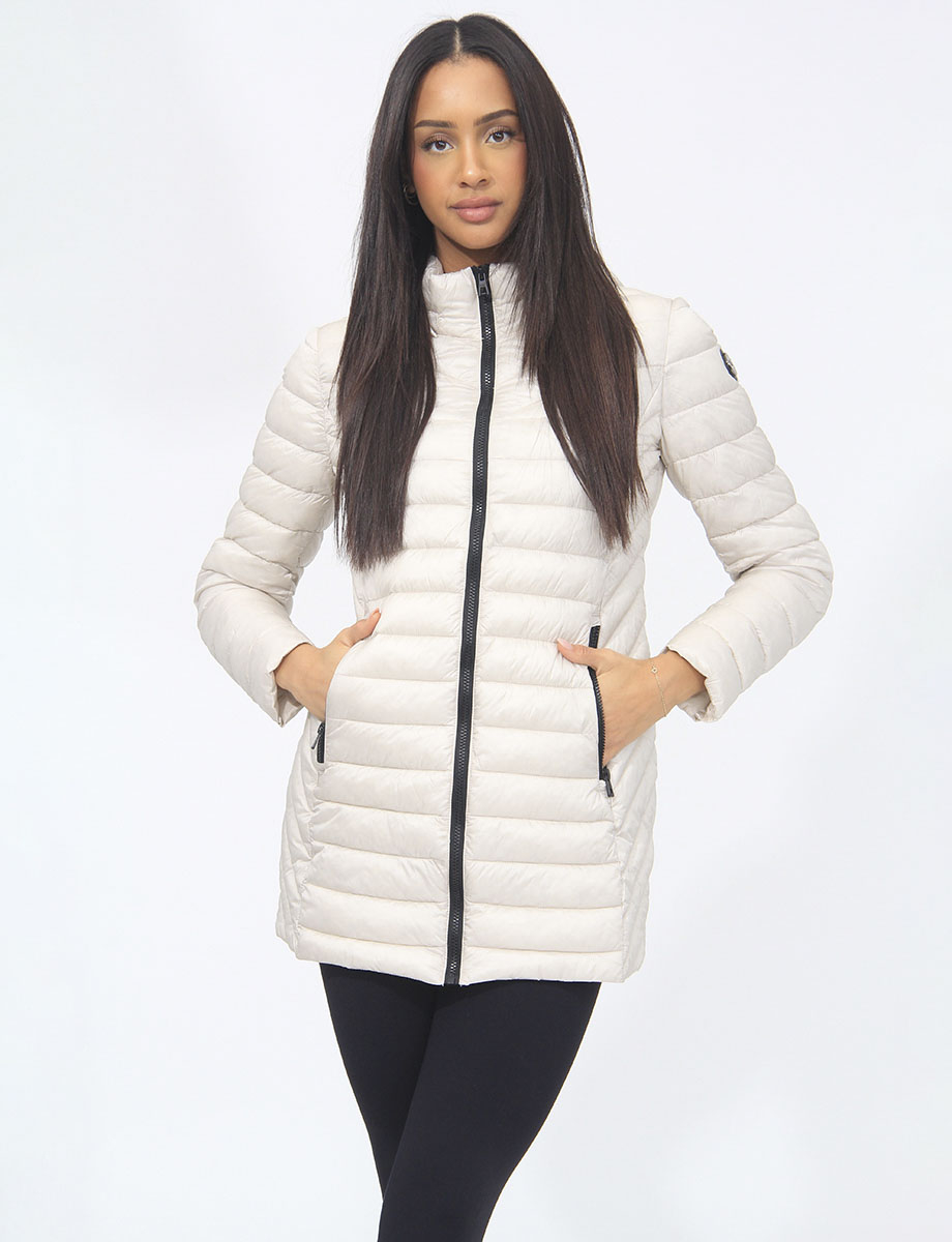 Emiko Vegan Lightweight Cire Multi-Quilted Long Puffer Jacket by Saki