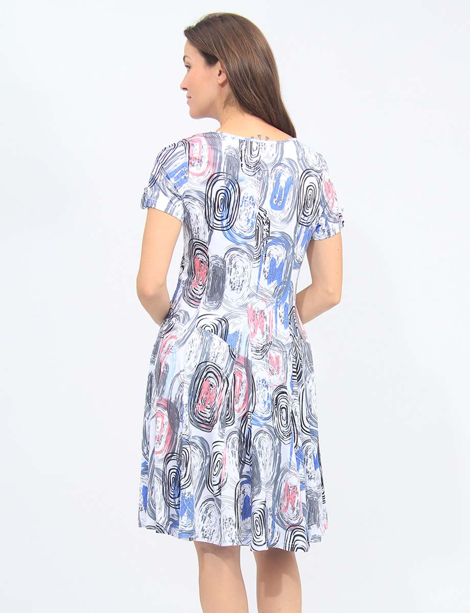 Short Sleeve 3-in-1 Printed Adjustable Length Bubble Dress By Tango Mango