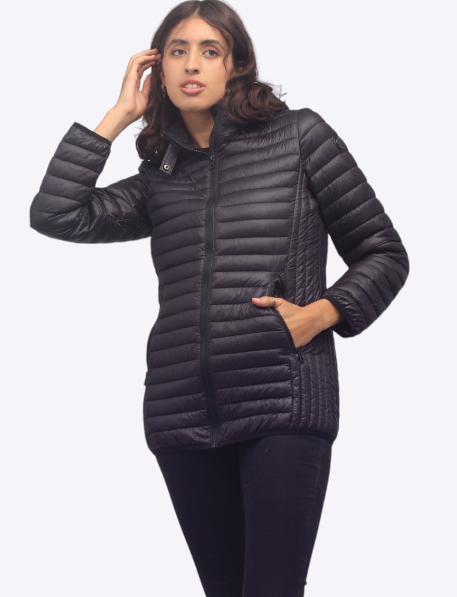 Chiara Vegan Detachable Hood Zip-up Polyloft Lightweight Puffer Jacket by Saki