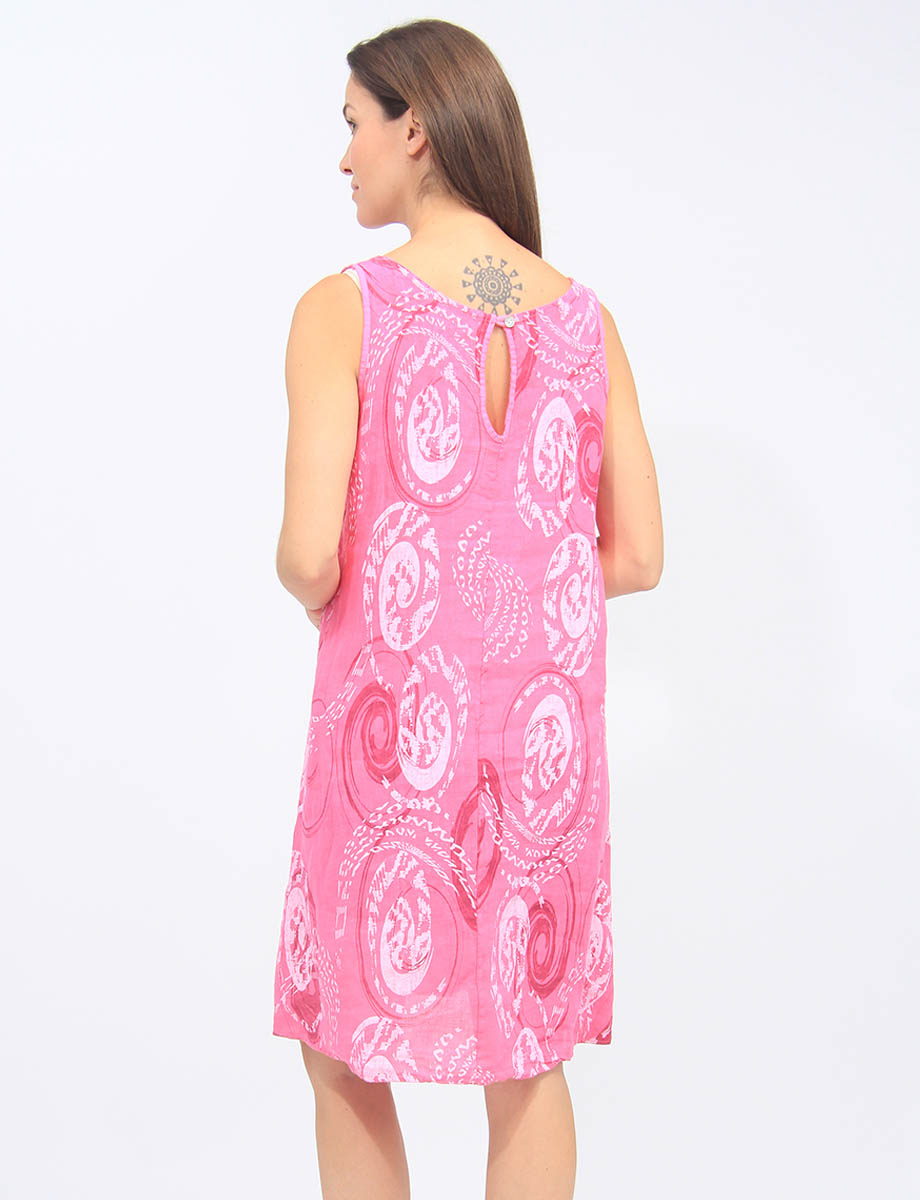 Linen Sleeveless Circle Print Dress By Froccella