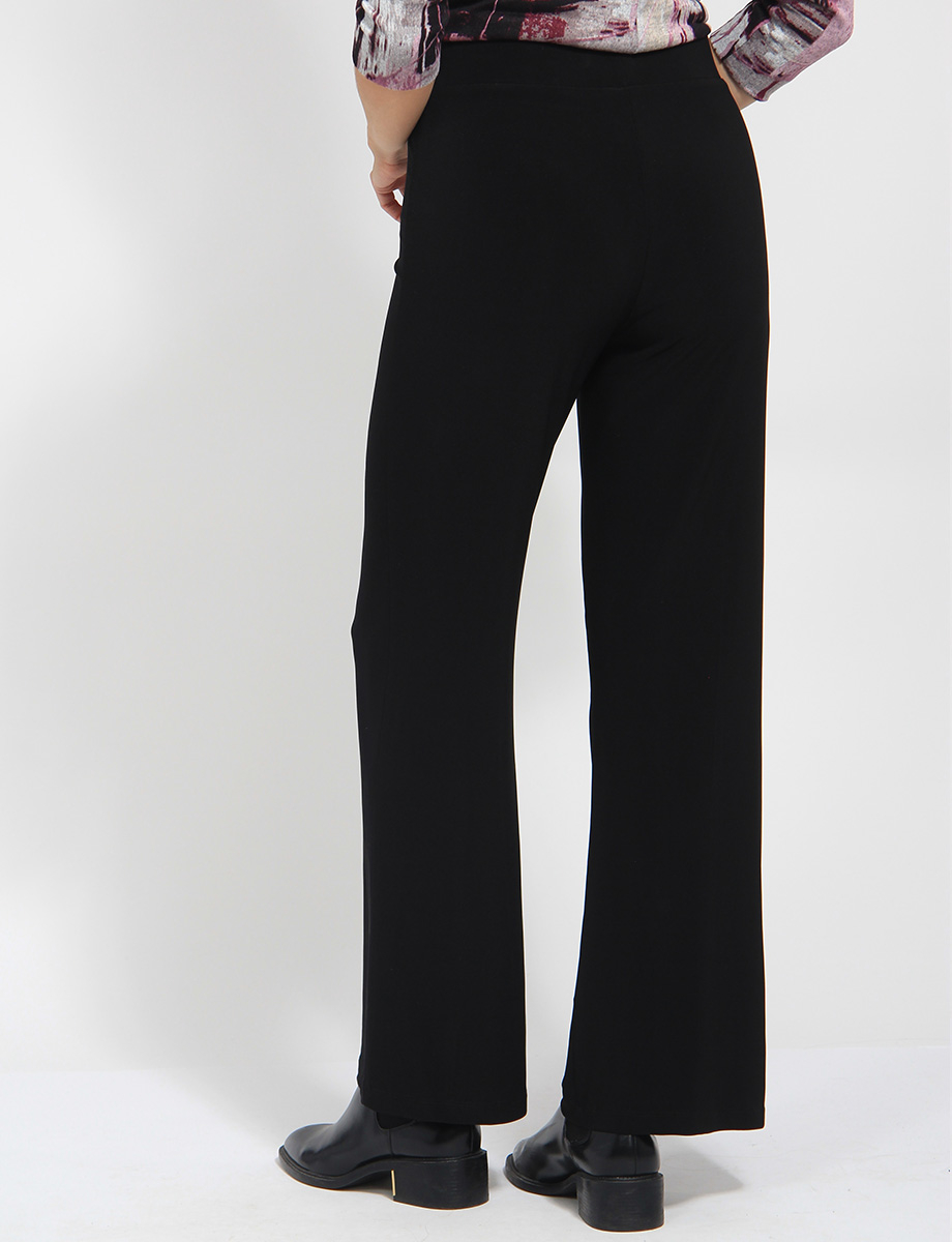 Black High-Rise Loose Fit Wide-Leg Stretch Palazzo Pants by Amani Couture