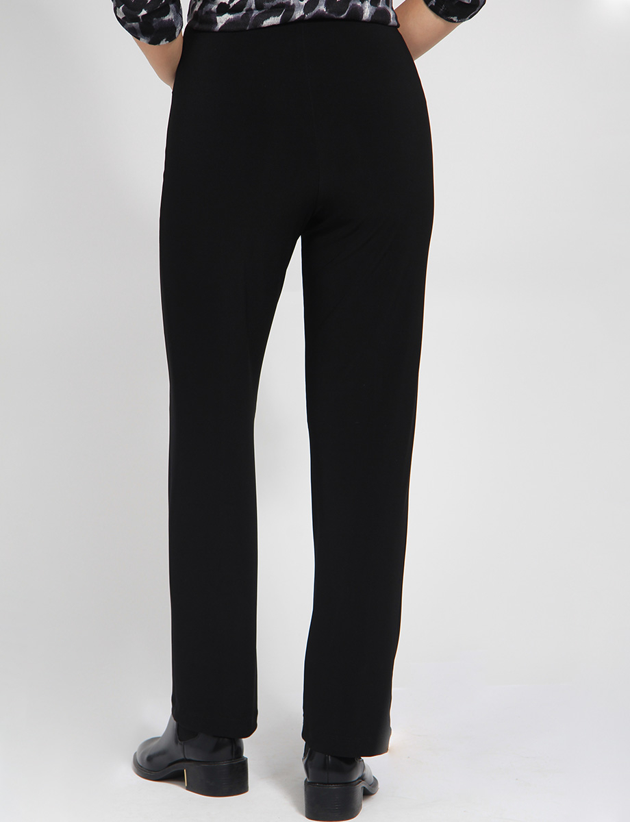 Stretch High Rise Relaxed Fit Black Pull-On Pants by Amani Couture.