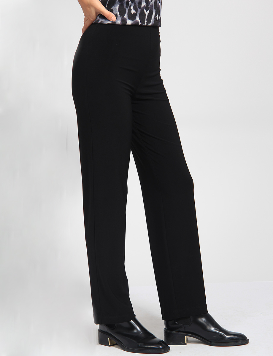 Stretch High Rise Relaxed Fit Black Pull-On Pants by Amani Couture.