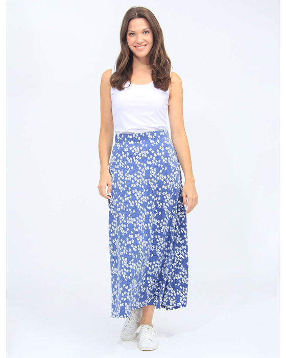 Floral Maxi A-line Elastic Waistband Skirt by Vamp