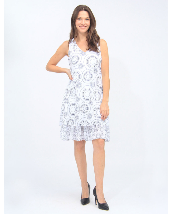 Sleeveless V-neck Two-tier Circle Dress By Tango Mango