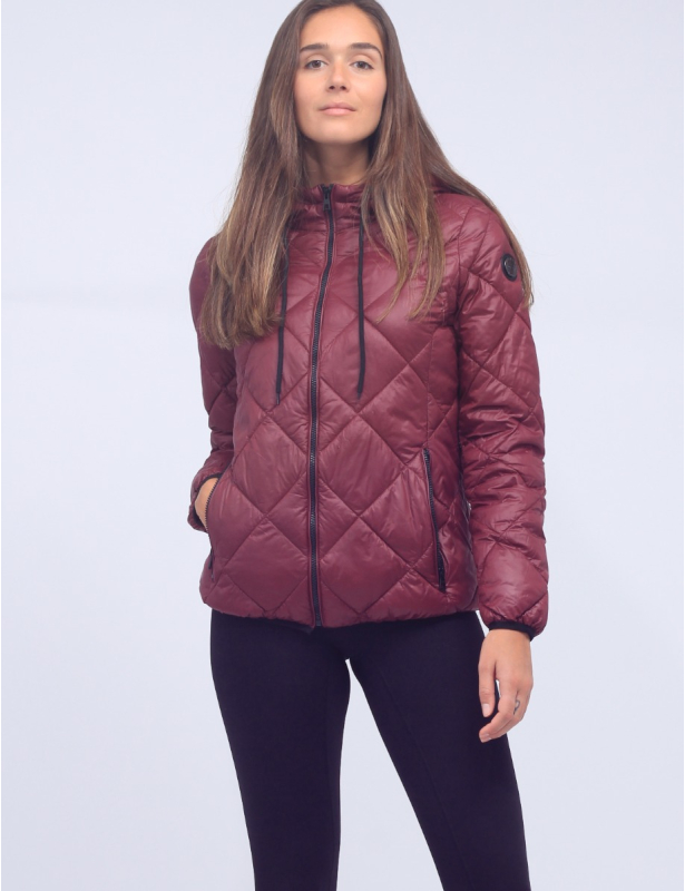 Quilted zip through jacket with hood best sale