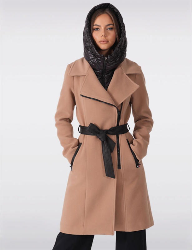 Versatile Wool Blend Trench Coat with Detachable Hood by Sicily