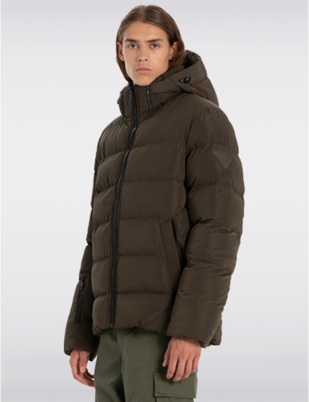 Quilted puffer coat with fur hood hotsell