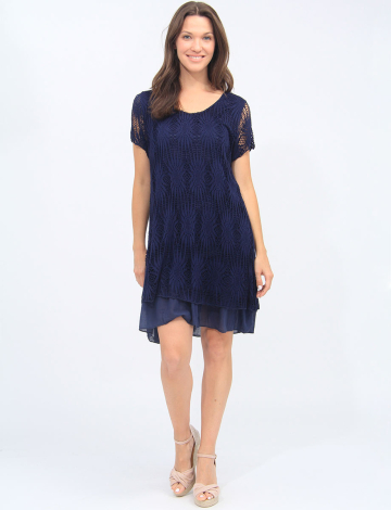 Crochet-knit Short Sleeves Two Tiered Dress By Froccella