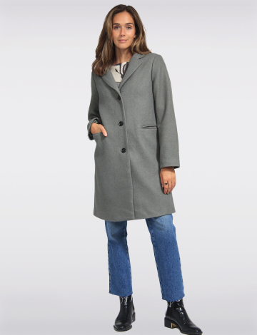 Vira Classic Straight Cut Wool Blend Single Breasted Coat by Saki