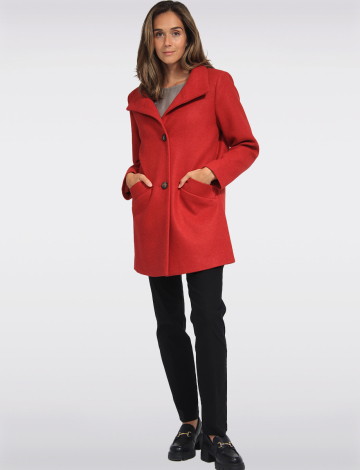 Zoe Single-Breasted High Collar Fully Lined Wool Blend Coat by Saki