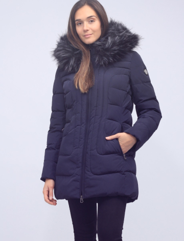 Lenni Vegan Polyloft Coat with Detachable Faux Fur Lined and Trim Hood by Saki