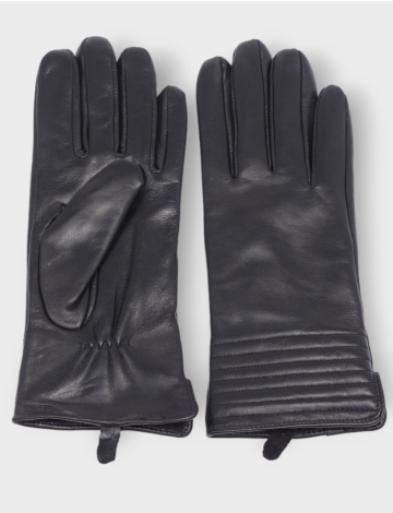 Classic Genuine Leather Cuff Stitch Detail Gloves by Saki