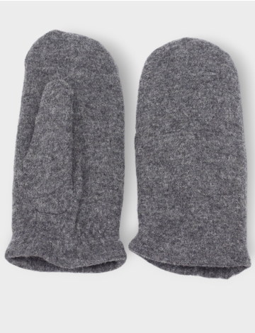 Grey Wool Blend Elastic Cuff Fleece Lined Mittens by Bedard International