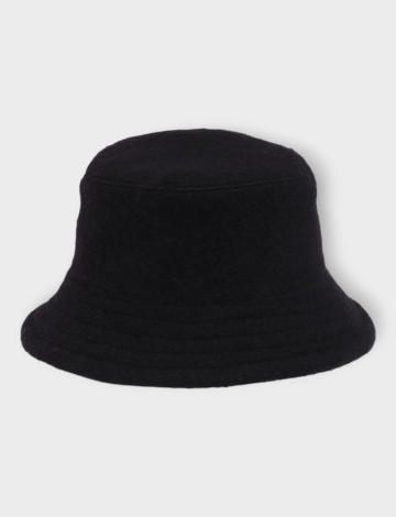 Black Cozy Wool Bucket Hat With Adjustable Interior Strap