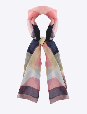 Lightweight Sheer Oblong Check Print Scarf By Janie Basner