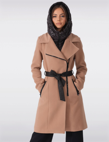 Versatile Wool-Blend Trench Coat with Detachable Hood by Sicily