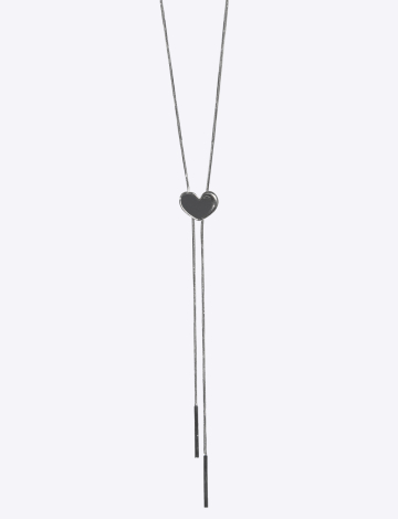 Collier Argenté En Forme De Y Avec Pendentif À Double Barre Et Cœur En Argent (208-53403 2554420 Taille Unique ARGENT)