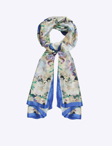 Luxurious Oversized Oblong Scarf With Abstract Floral Print By Saki.