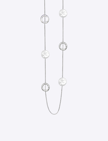 Elegant Silvertone Infinity Necklace with Multi-Disk Cascading Motif