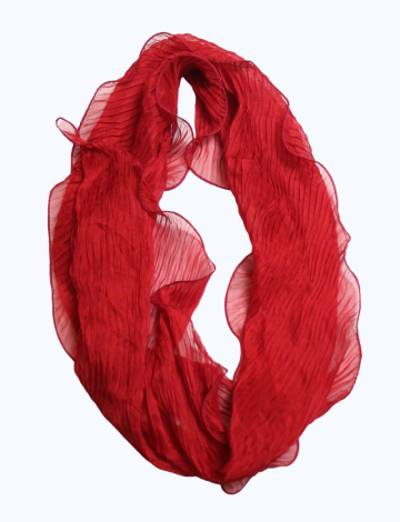 Foulard en Chiffon Plissé à Bordure Ondulée par Saki (208-SC1825S24 2354120 Taille Unique ROUGE)