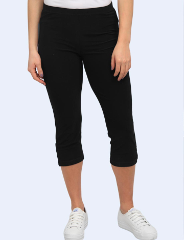 Legging Capri à Enfiler avec Fentes Latérales Boutonnées par Amani Couture (351-7312724 2367140 MOYEN NOIR)