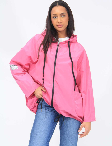 Manteau Court Coupe-Vent Ultraléger avec Capuche par Froccella (468-37216 2375010 TAILLE UNIQUE FUSHIA)