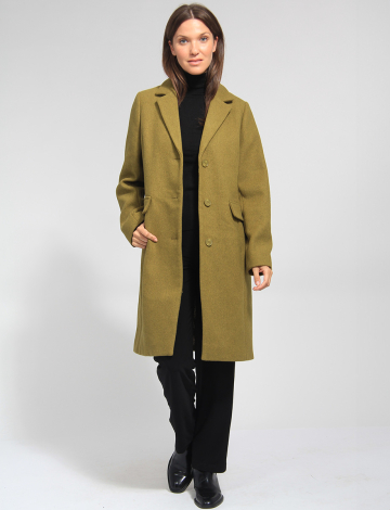 Single-Breasted Notch Collar Long Peacoat by Etage (836-17061566 2436620 34 GREEN)