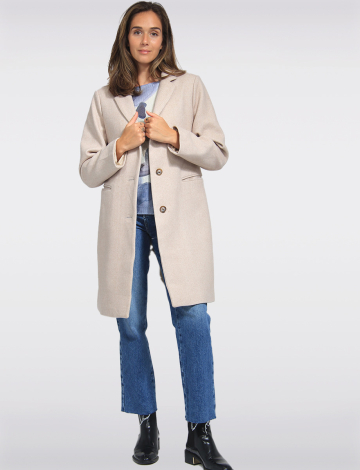 Vira Classic Straight Cut Wool Blend Single Breasted Coat by Saki (059-VIRA24 2544120 X-SMALL PIERRE)