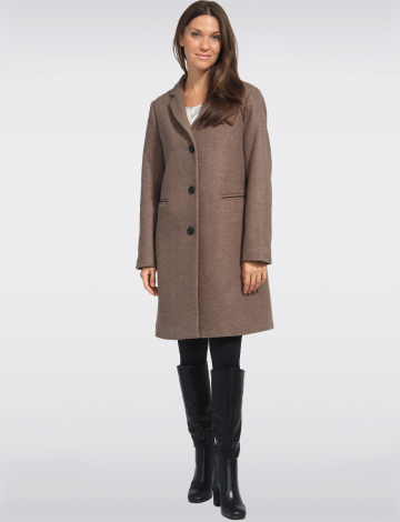 Vira Classic Straight Cut Wool Blend Single Breasted Coat by Saki (059-VIRA24 2544220 X-SMALL Taupe)