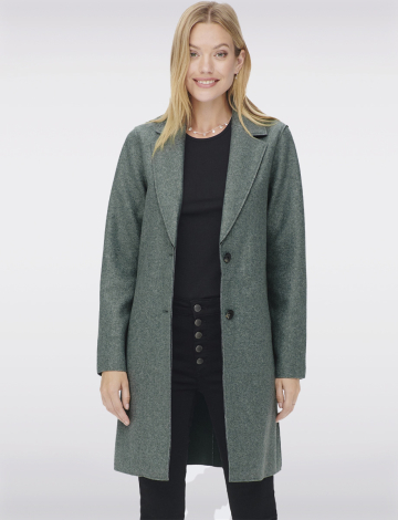 Single-Breasted Notch Collar Raw Cut Edge Coat by ONLY (860-15213300H4 2608720 X-SMALL Green)