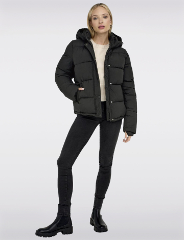 Arctic Slim Featherless Down Puffer Jacket with Removable Hood by Only (860-15287909 2609220 X-SMALL Black)