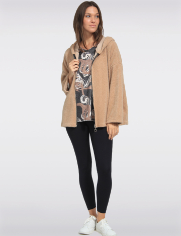 Soft & Cozy Relaxed Fit Chenille Hooded Sweater by Froccella (533-20596 2617610 ONE SIZE CAMEL)