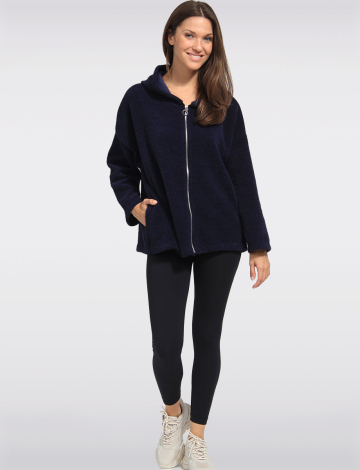 Soft & Cozy Relaxed Fit Chenille Hooded Sweater by Froccella (533-20596 2617710 ONE SIZE NAVY)