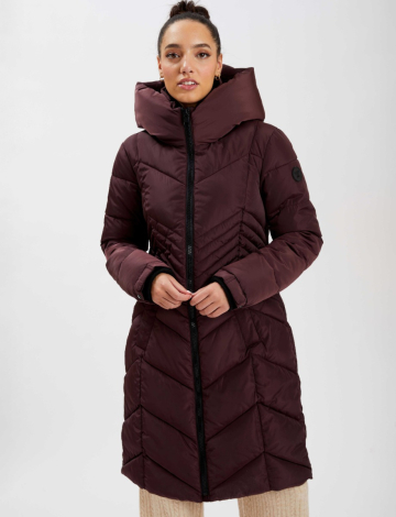 Manteau Long Matelassé avec Capuche à Col Réchauffant par Point Zero