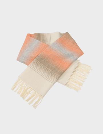 Italian 3-tone stripes oblong fringed scarf by Froccella