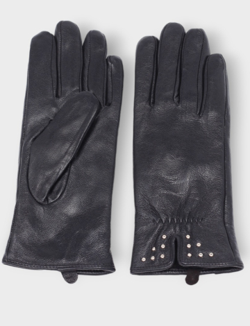 edgy elegant leather gloves with decorative studs and slit by Nicci