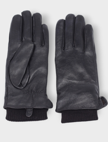 Lined Chic Genuine Leather Gloves with Knit Cuffs by Nicci