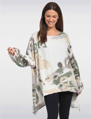 Versatile Relaxed Fit Adjustable Sleeves Printed Tunic by Froccella