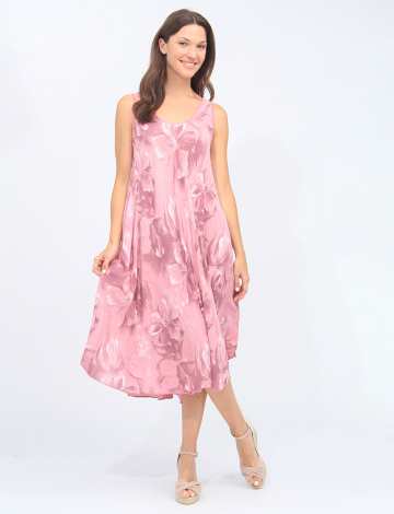 Sleeveless Round Neck Floral Print Midi Dress By Froccella