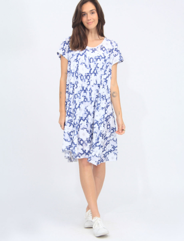 Flowy Short Sleeve Round Neck Floral Print Dress By Froccella