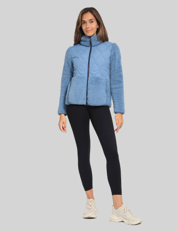 Soft Double-Faced Sherpa High Collar Zip Front Sweater Jacket by Free Country