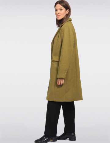 Single-Breasted Notch Collar Long Peacoat by Etage