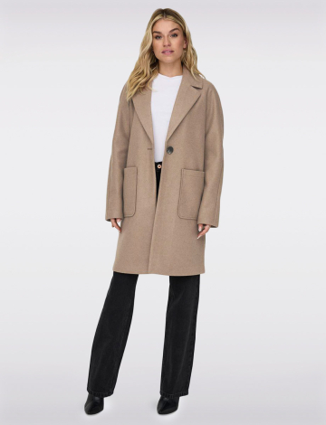 Vegan Single-Breasted Notch Collar Patch Pockets Coat by Only