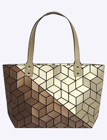 Elegant & Modern Italian Two-Tone Geometric Pattern Tote Bag by Emilio Pepe