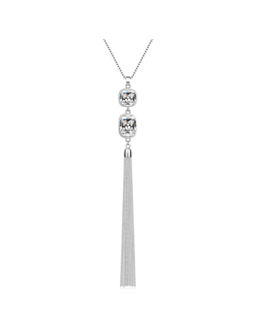 Elegant Silver Crystal Tassel Necklace | Versatile Jewelry