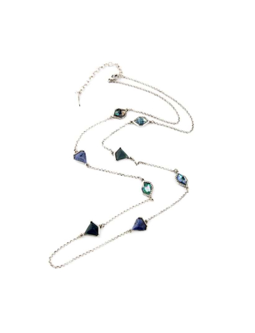 Elegant Silvertone Necklace With Diamond - Pyramid Gemstones